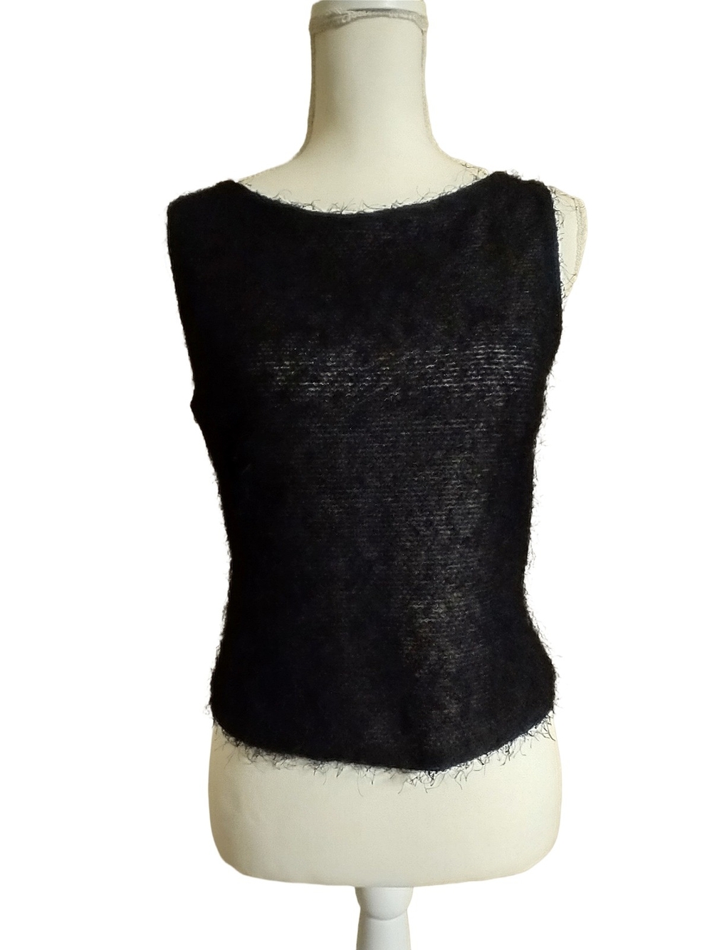 Black Fuzzy Sleeveless Top